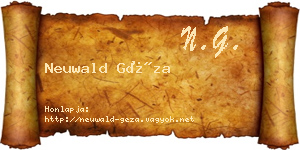 Neuwald Géza névjegykártya